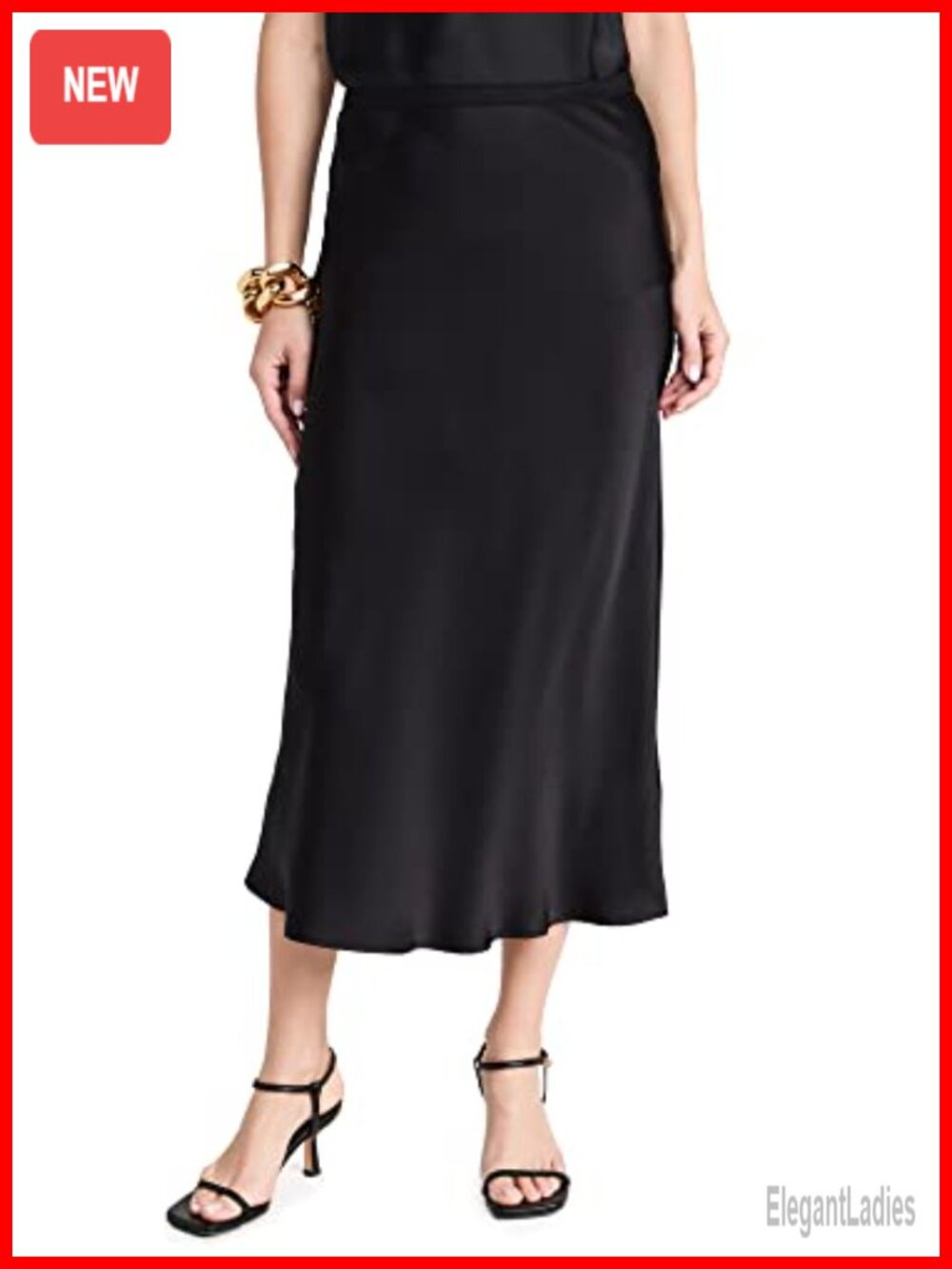 100% Silk Bias Cut Midi Skirt Wear to Work Elegant Drape